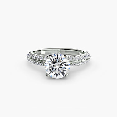 Everwyn Solitaire with Pavé Shoulders front view in white gold or platinum