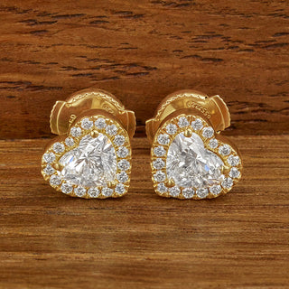 Heart Shaped Diamond Halo Earrings