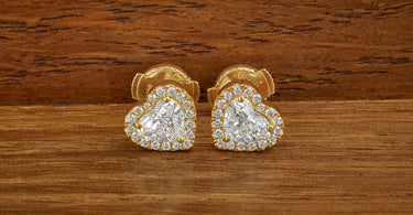 Heart Shaped Diamond Halo Earrings