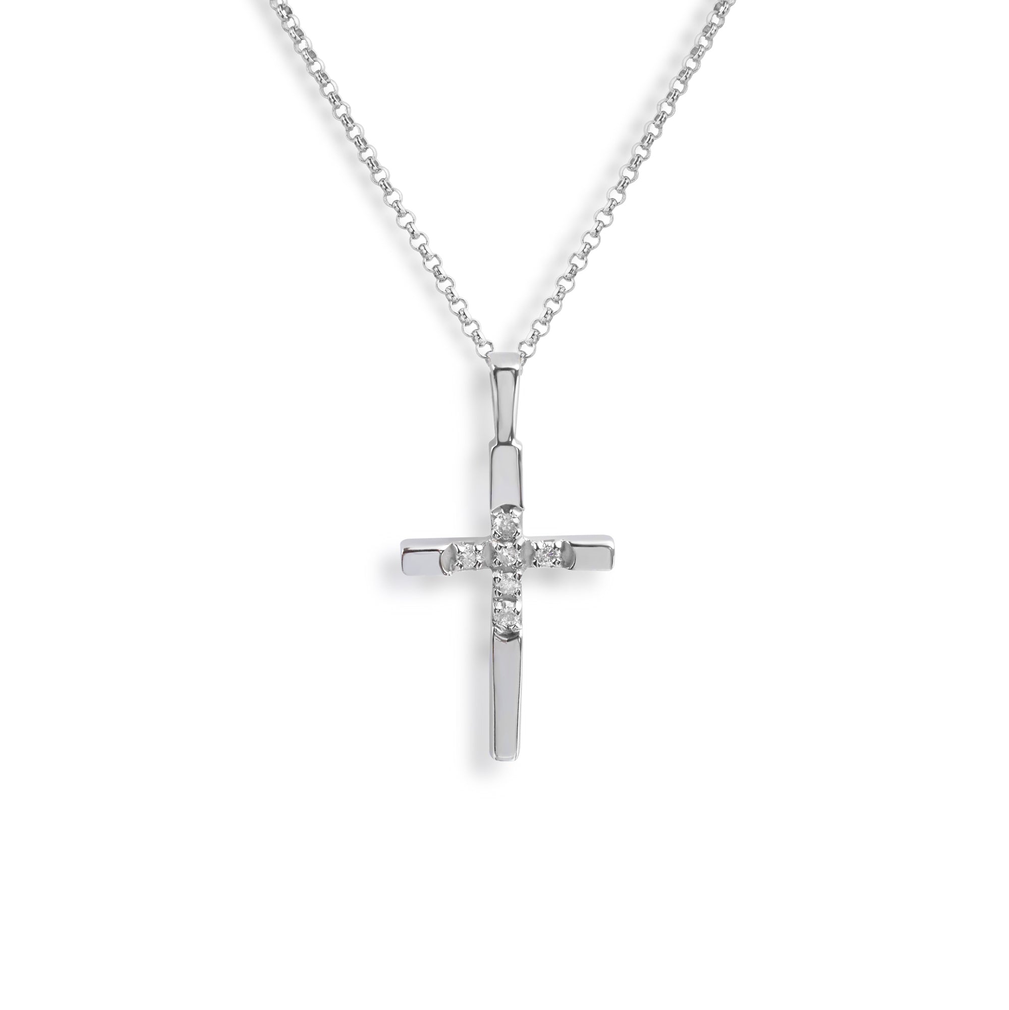 14ct white gold pre-loved diamond cross necklace