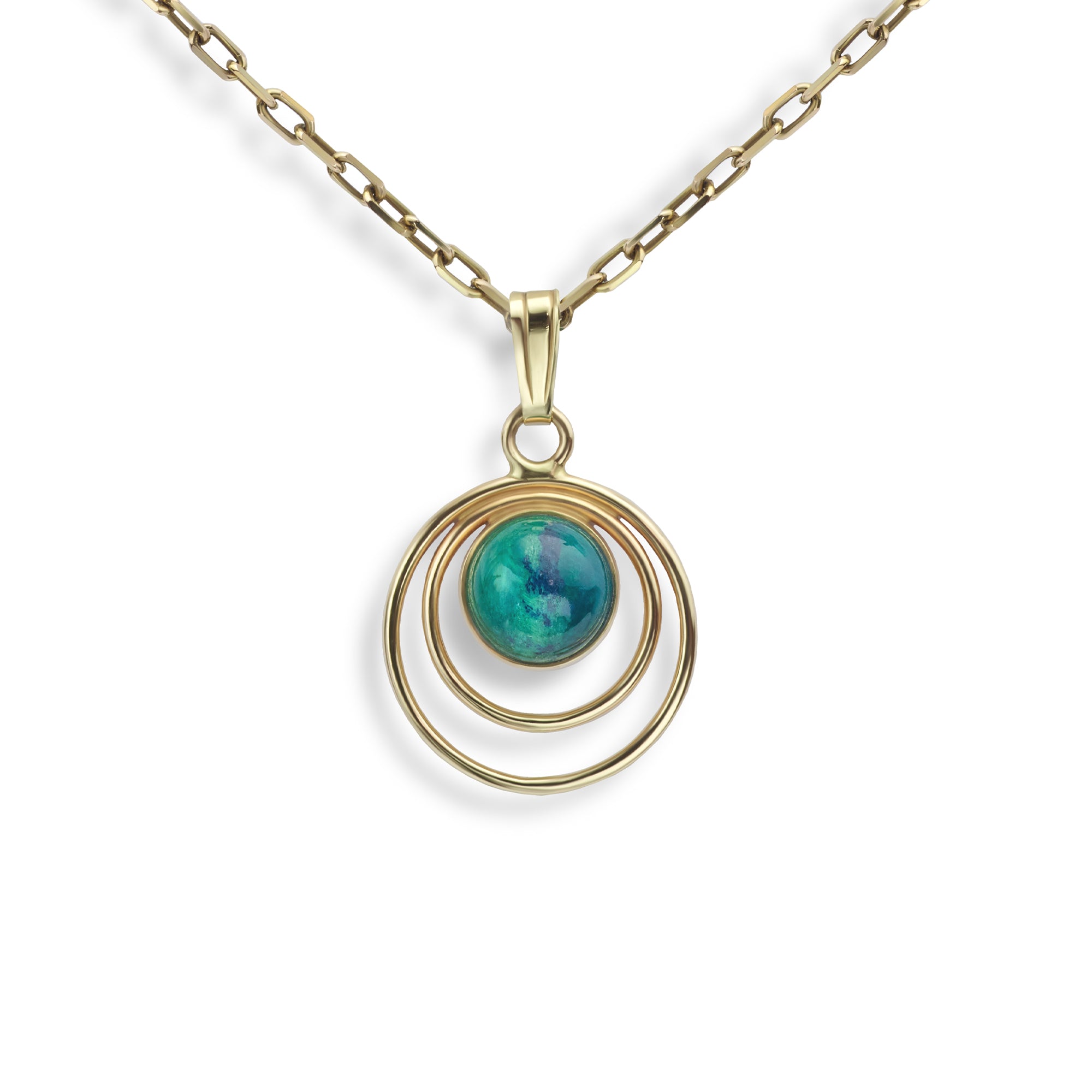 14ct Yellow Gold Chrysocolla Pendant