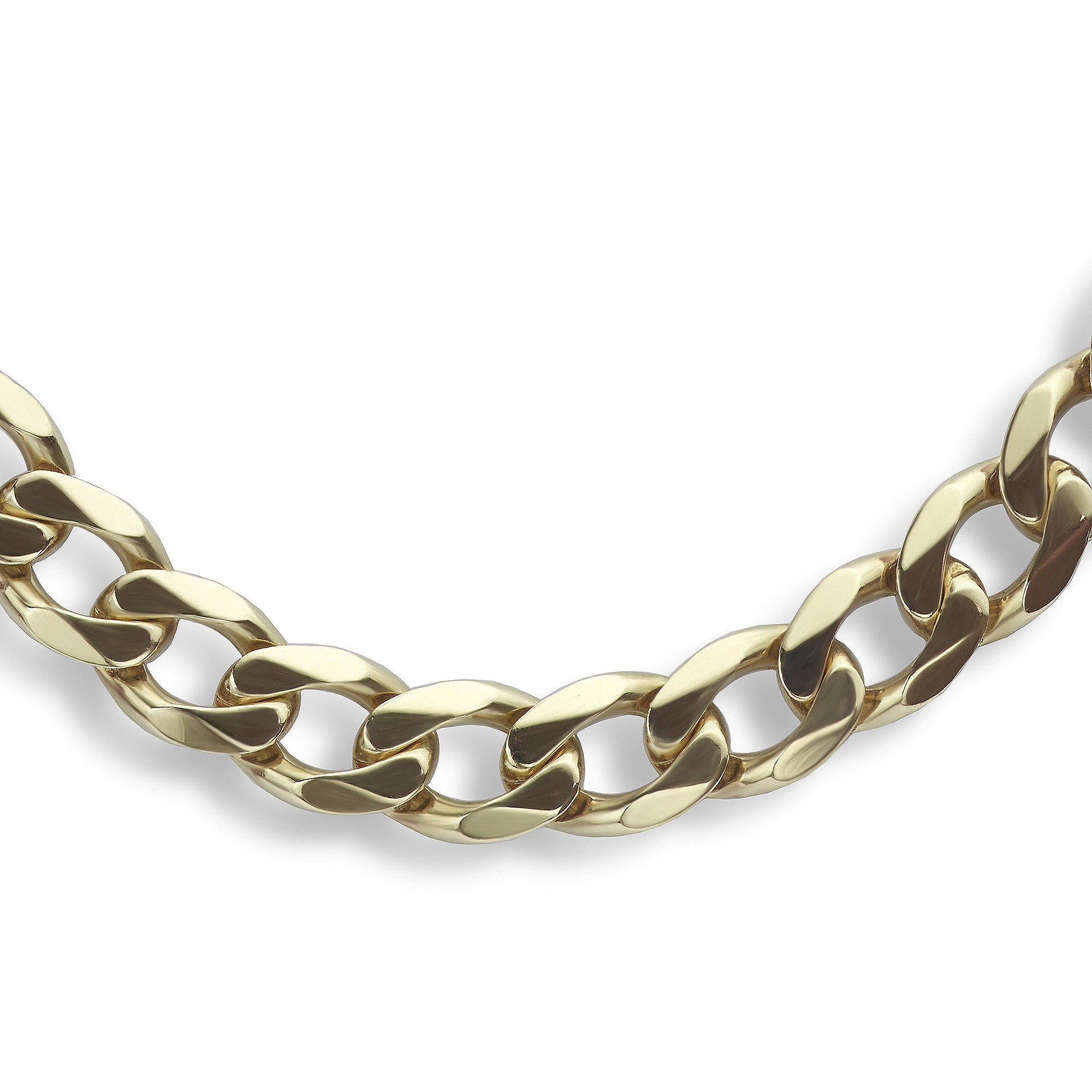 Close up view of the 34 gram 9ct gold curb chain