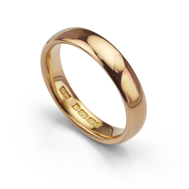 Vintage 1930 22ct Gold Wedding Ring – 4mm – Size L – Birmingham Hallmarked on white background