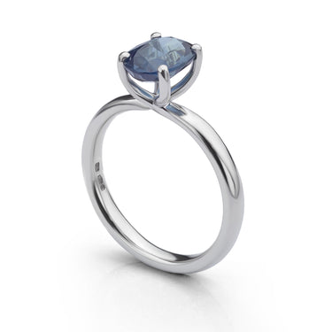 Platinum Oval Blue Sapphire Solitaire Ring
