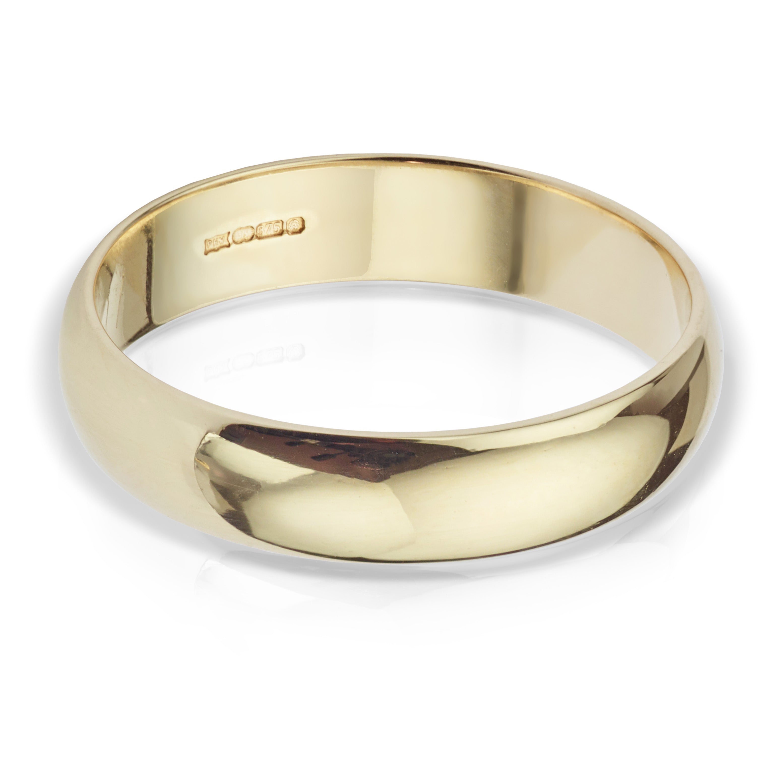 Side view of the pre-owned 5mm yellow gold wedding ring