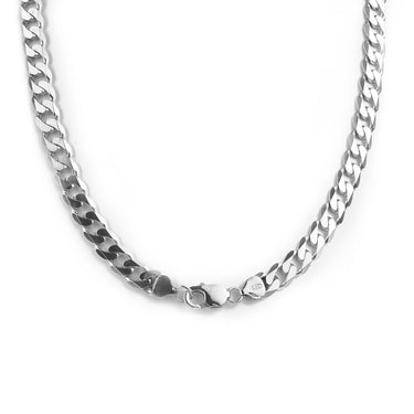 22 inch solid silver men's 61 gram pre-loved curb-chain showing the lobster trigger catch. 