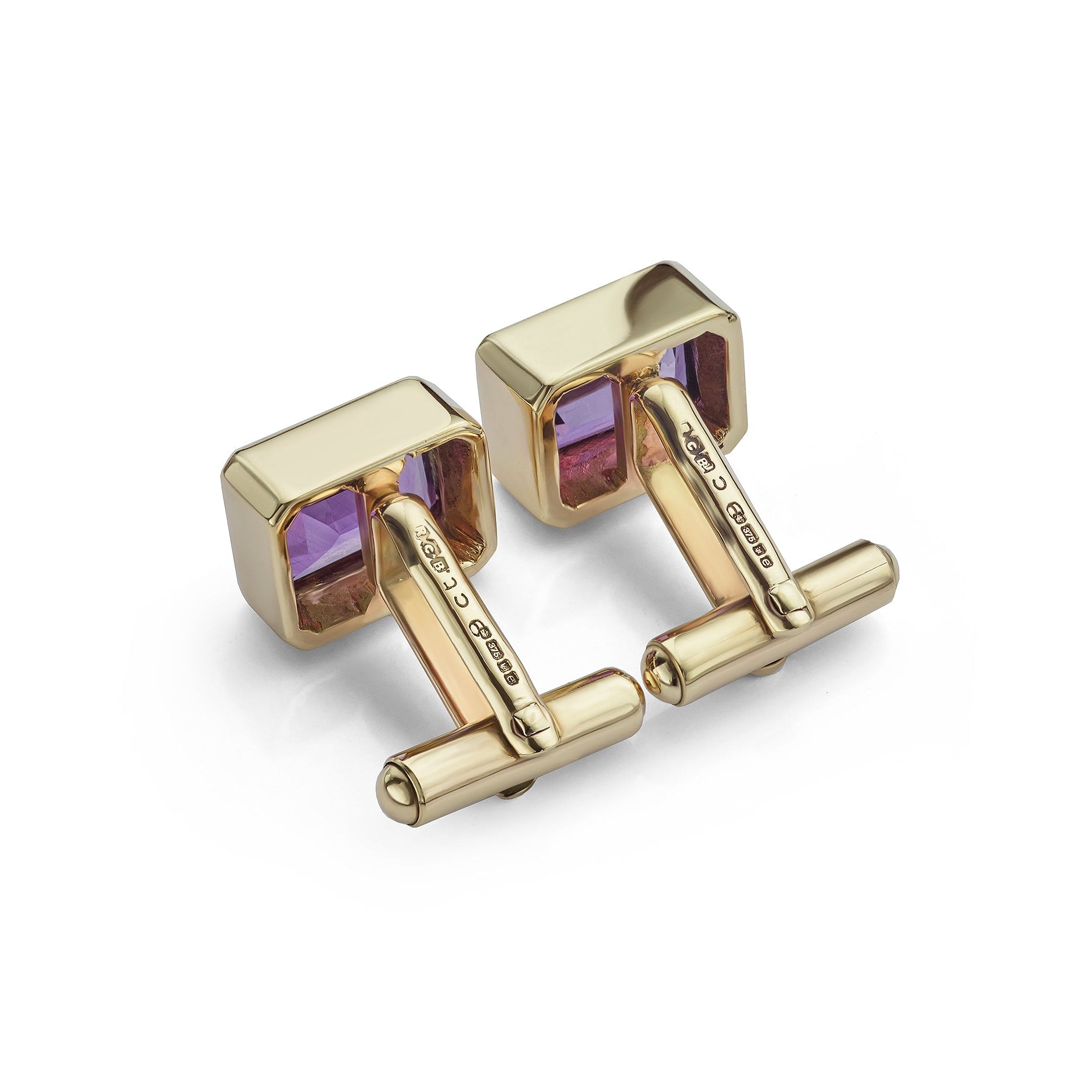 Pre-owned Gold Amethyst Cufflinks Back View