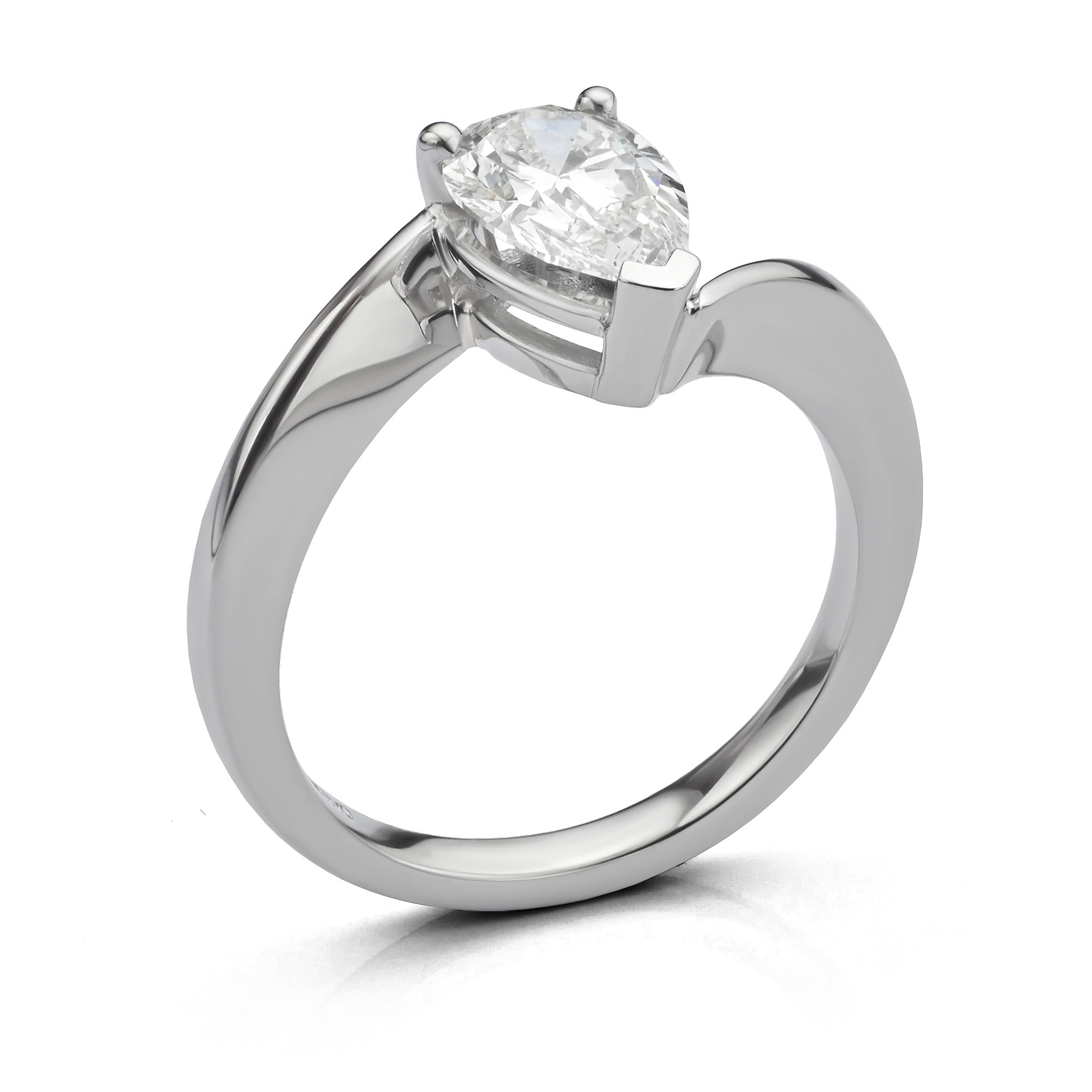 Pear shaped lab-grown diamond engagement ring side view