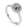 1 carat black diamond halo engagement ring main view