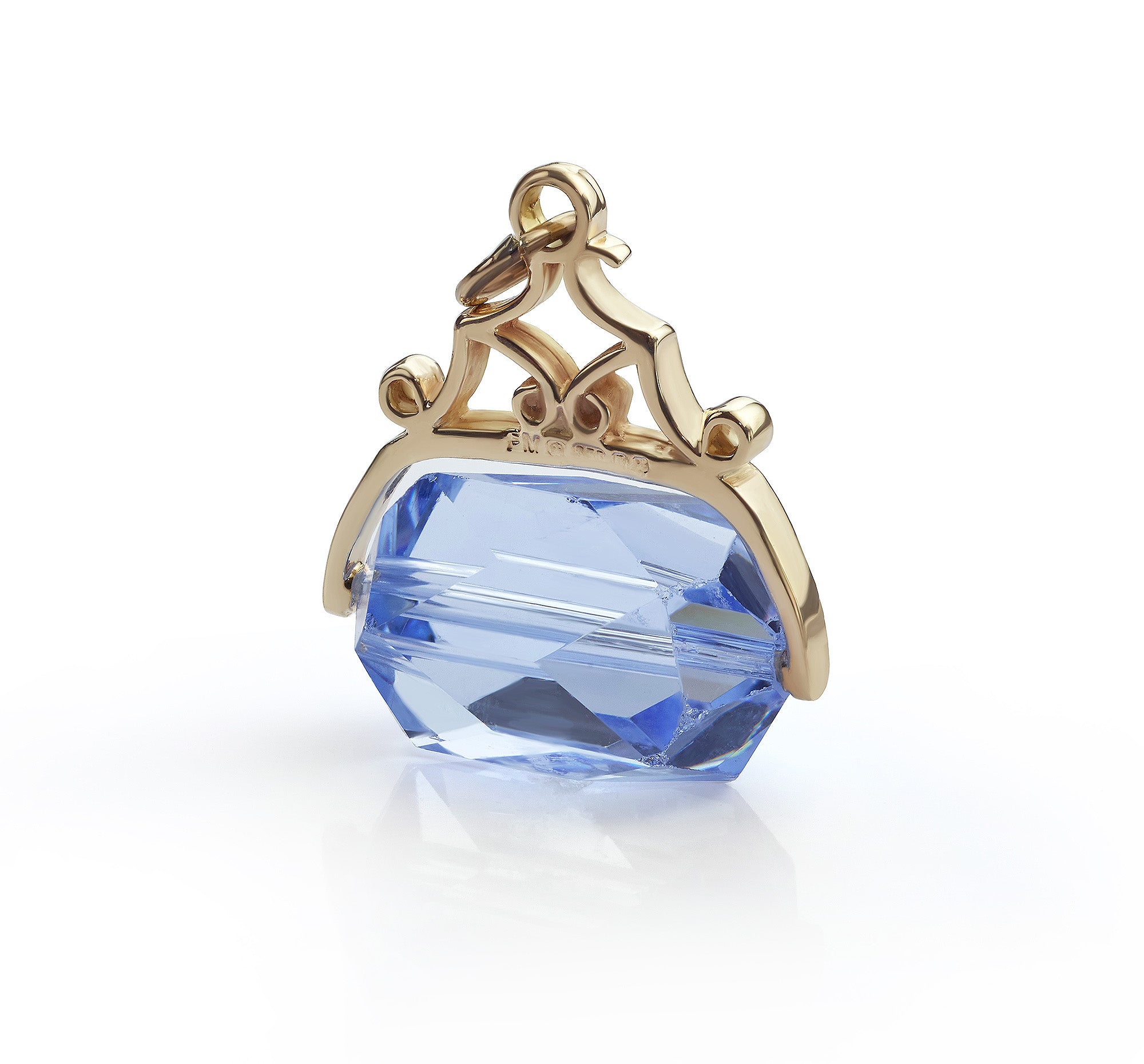 Blue Crystal Gold Spinning Charm