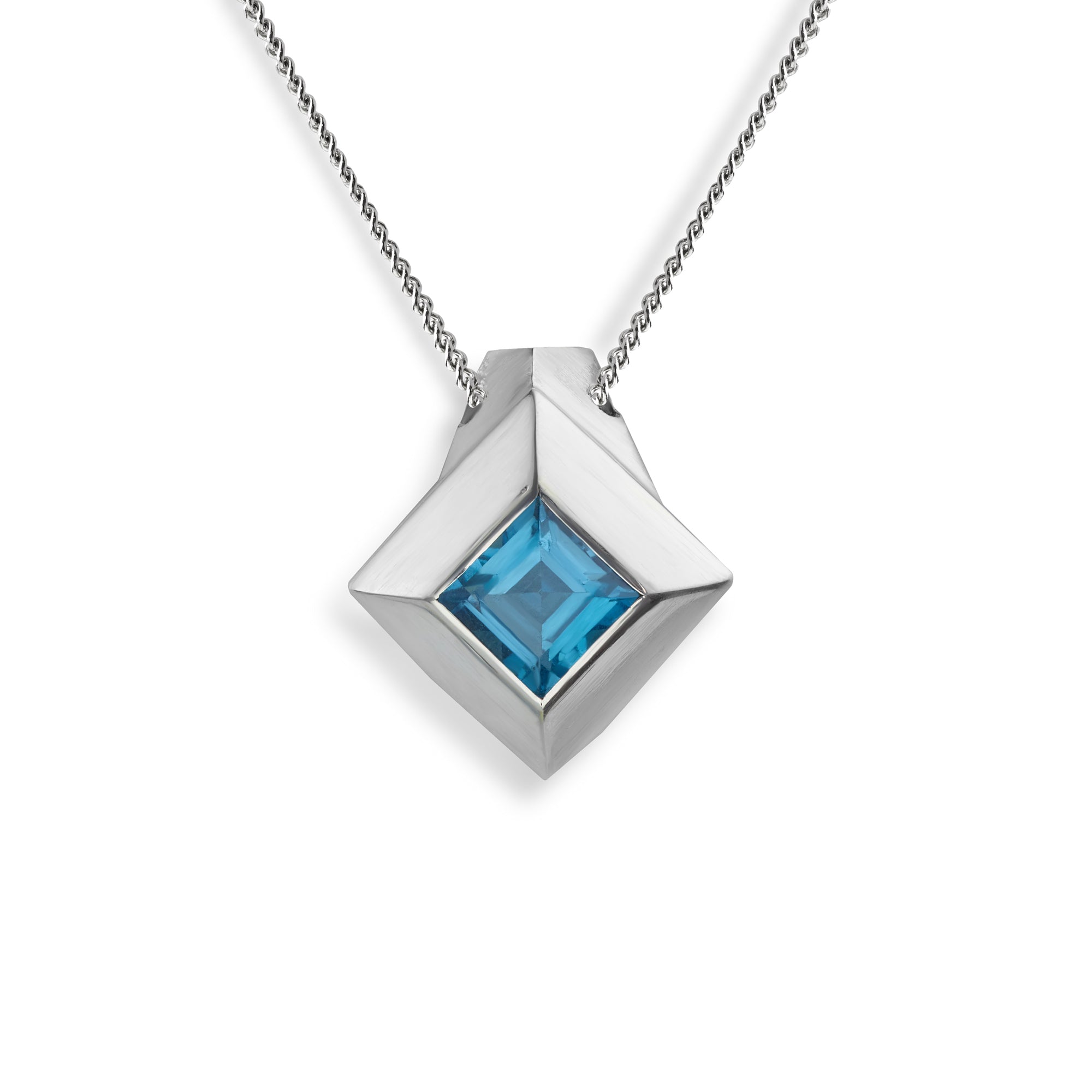 Close up view of the Silver Blue Topaz Necklace