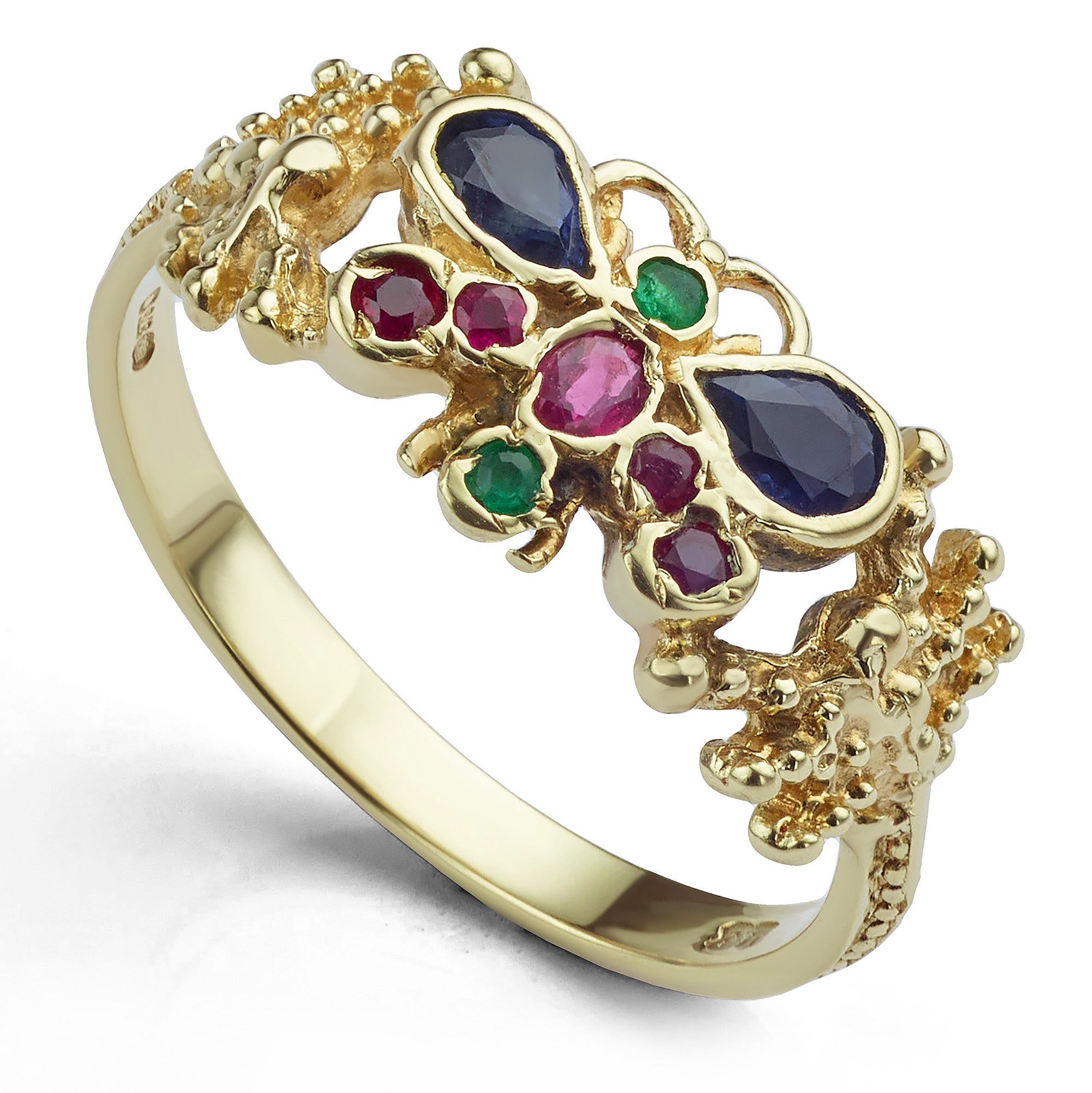 Gold Gemstone Butterfly Ring