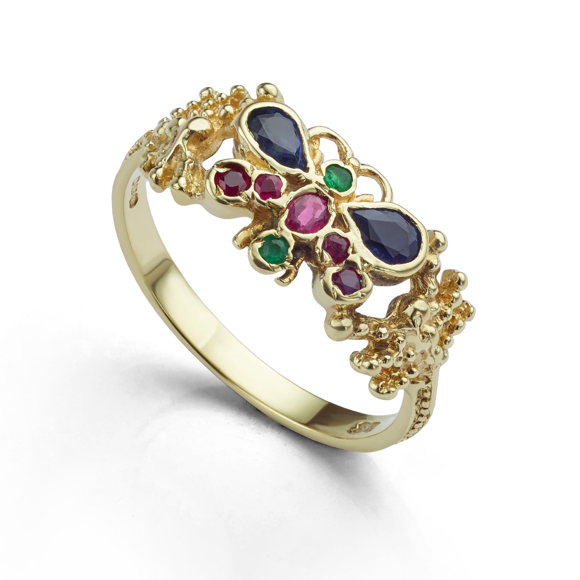 Yellow Gold Coloured Gemstone Butterfly Ring