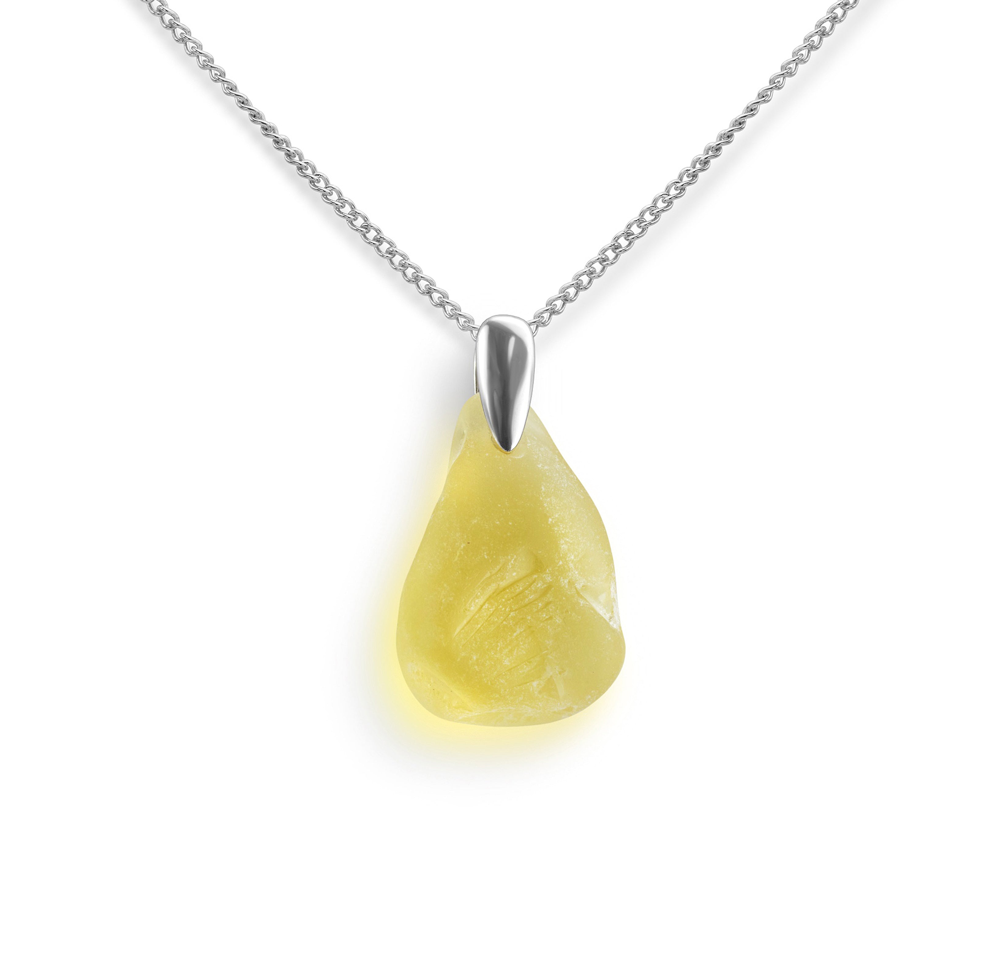 Larger view of the citrus yellow sea glass necklace