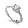 Cushion-cut halo diamond engagement ring