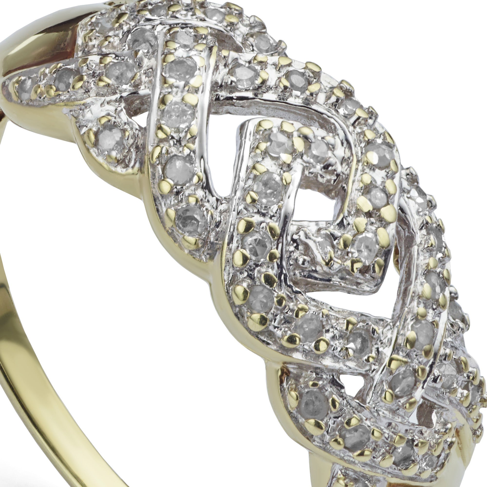 Close up view of the diamond cluster dress ring