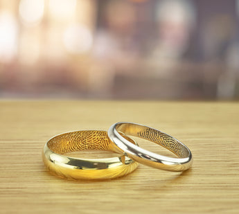 Fingerprint wedding rings engraved on the inside
