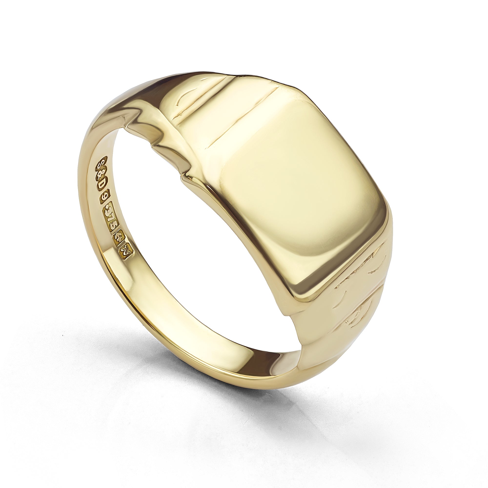 Mens 9 carat yellow gold pre-owned signet ring