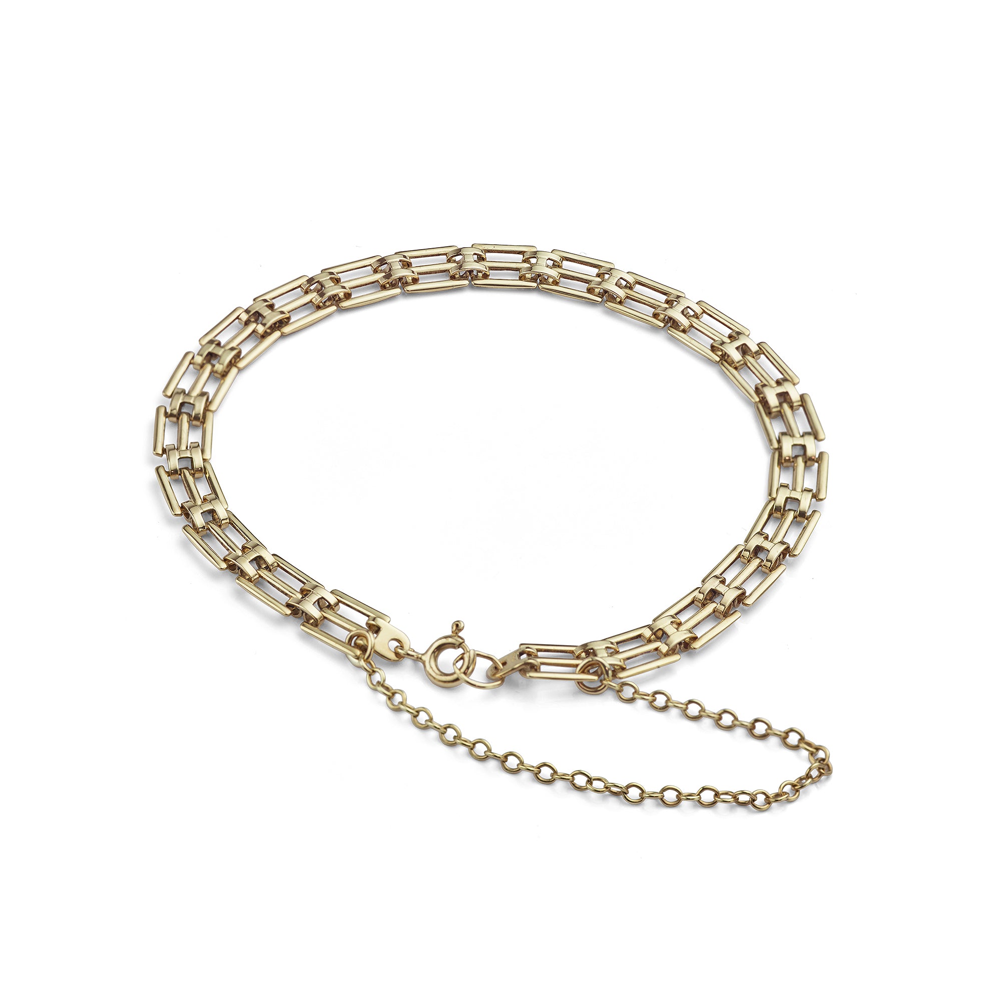 Lightweight gold gate bracelet