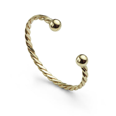 Main view of the twisted rope effect 9ct gold torque bangle