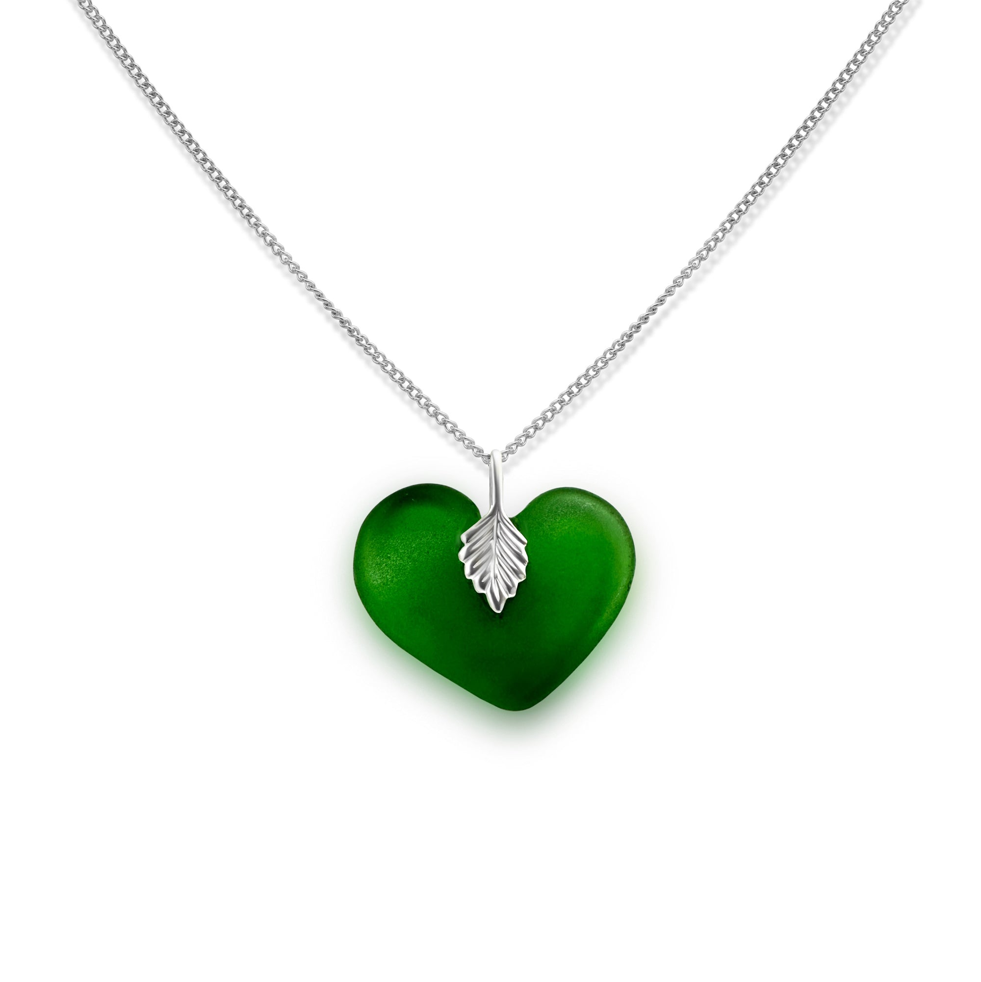 Green Heart Sea Glass Necklace