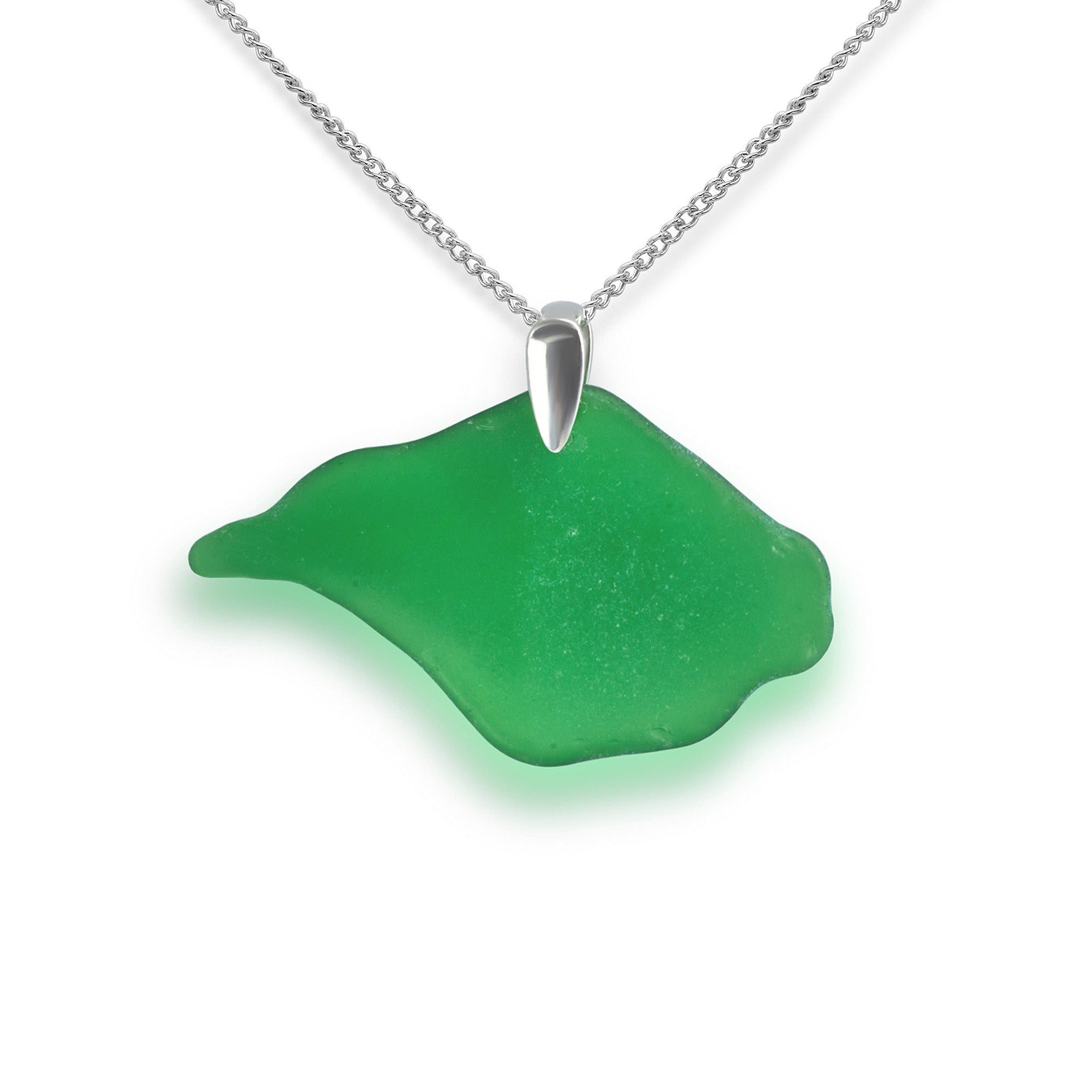 Green isle of wight coastline sea glass necklace close up