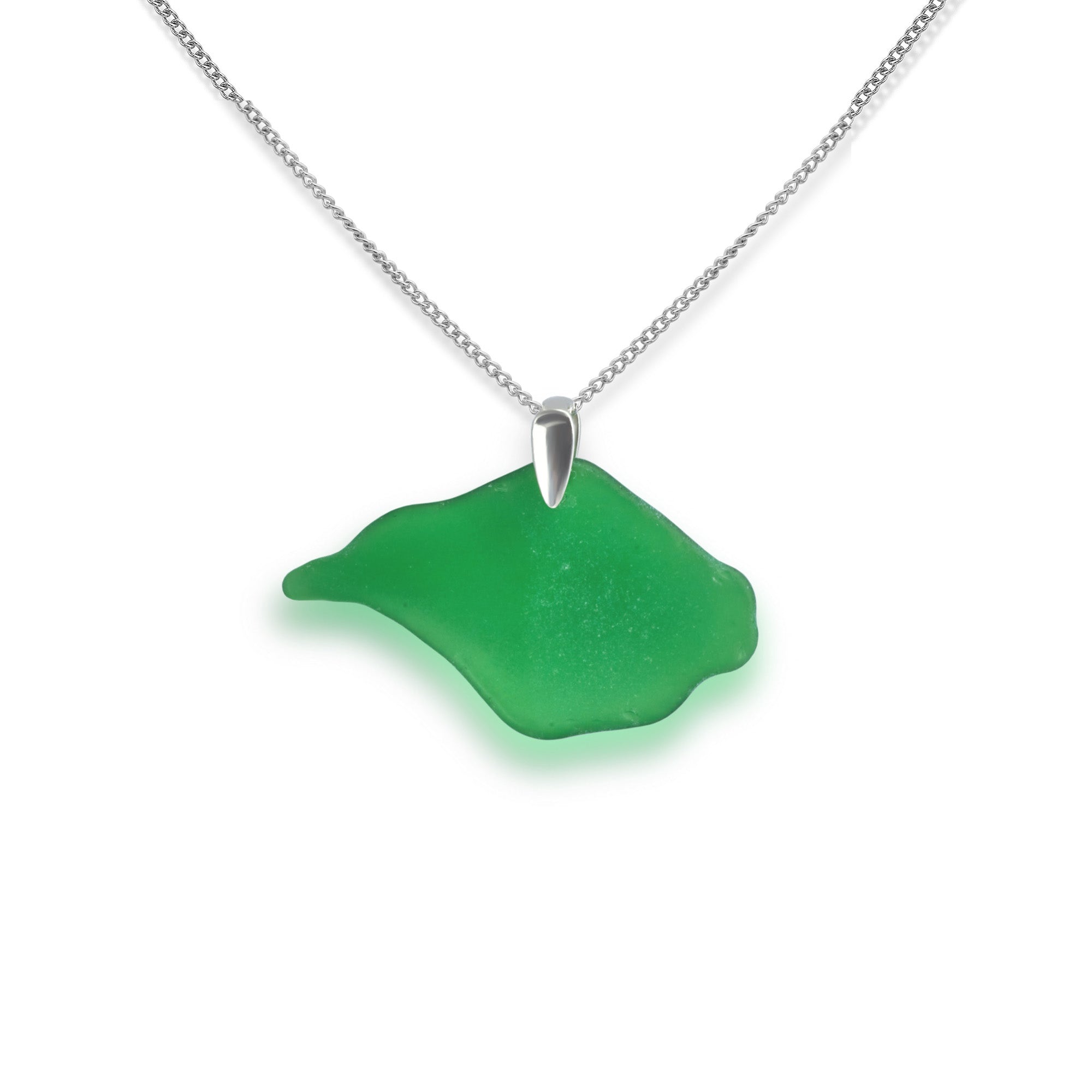 Green isle of wight coastline sea glass necklace