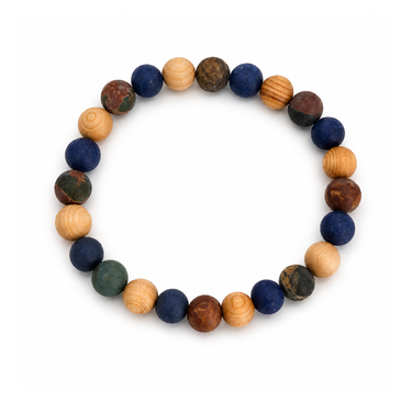 Isle of Wight Lapis, Picasso Jasper & Sandalwood Bracelet