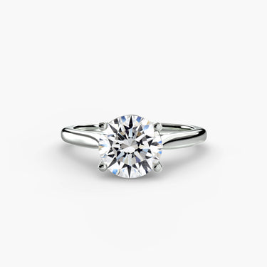 Solentia engagement ring front view with round brilliant cut diamond white gold or platinum