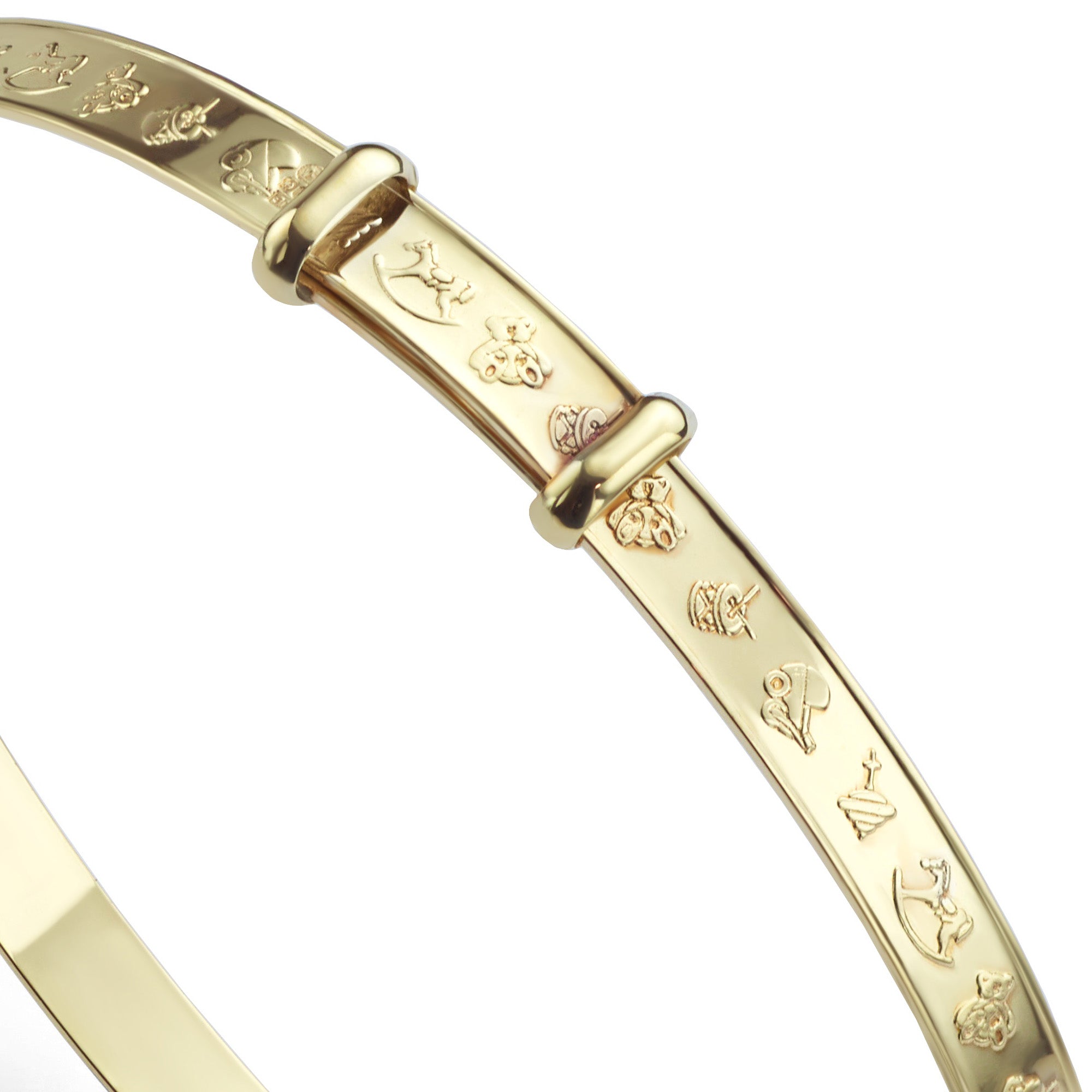 Pre-Loved 9ct Gold Nursery Rhymes Christening Bangle close up view