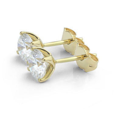 Side view of the Paris lab-grown diamond stud earrings in yellow gold
