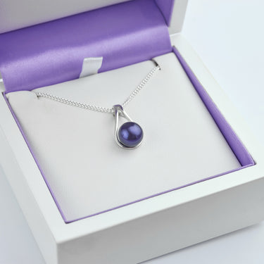Purple Pearl Slider Necklace in Box