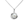 Round silver halo pearl necklace