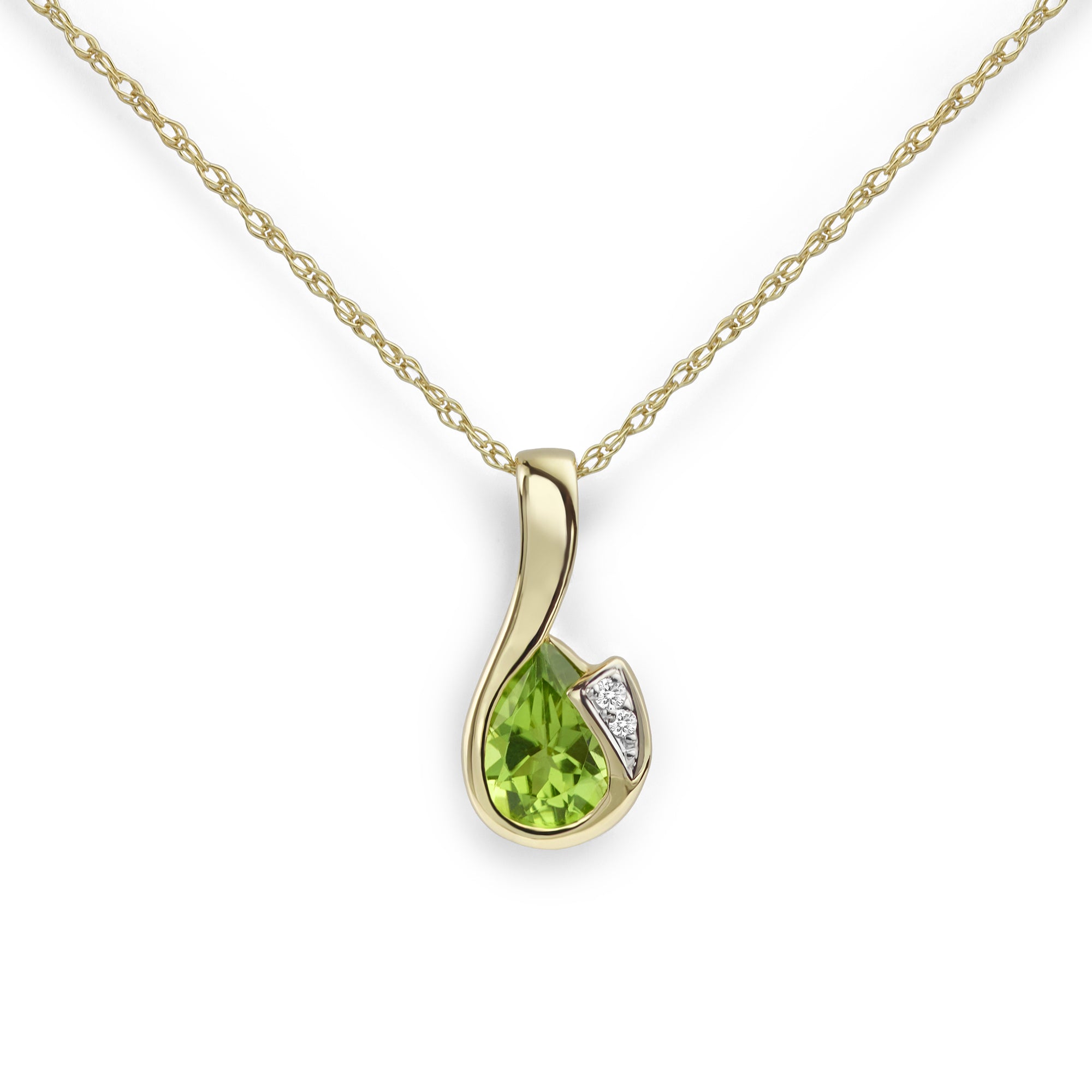 PG019 - Collar Peridoto, Pera y Diamantes