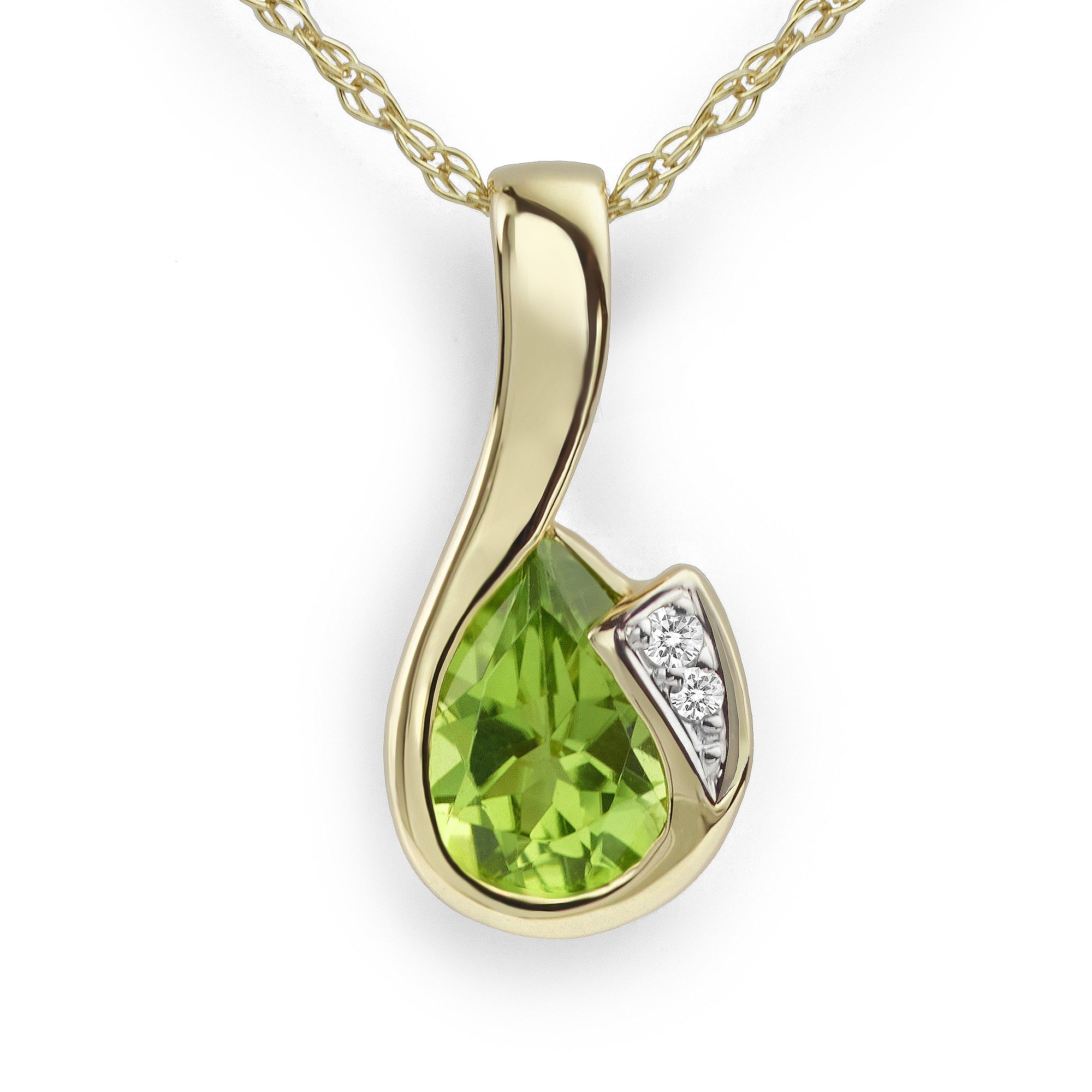 PG019 - Collar Peridoto, Pera y Diamantes