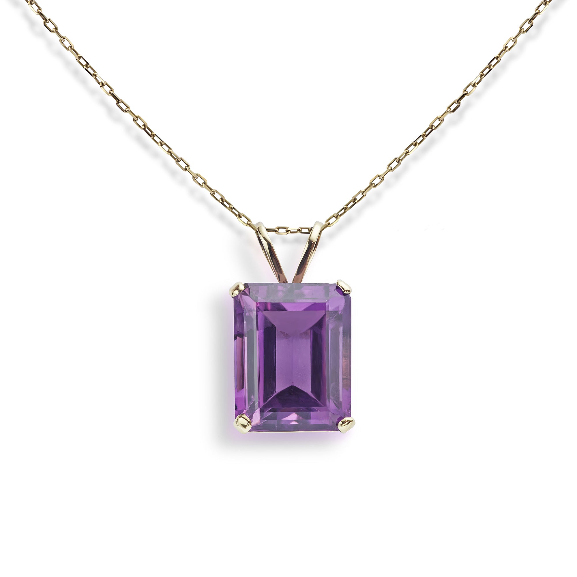 Gold Purple Amethyst Solitaire Pendant