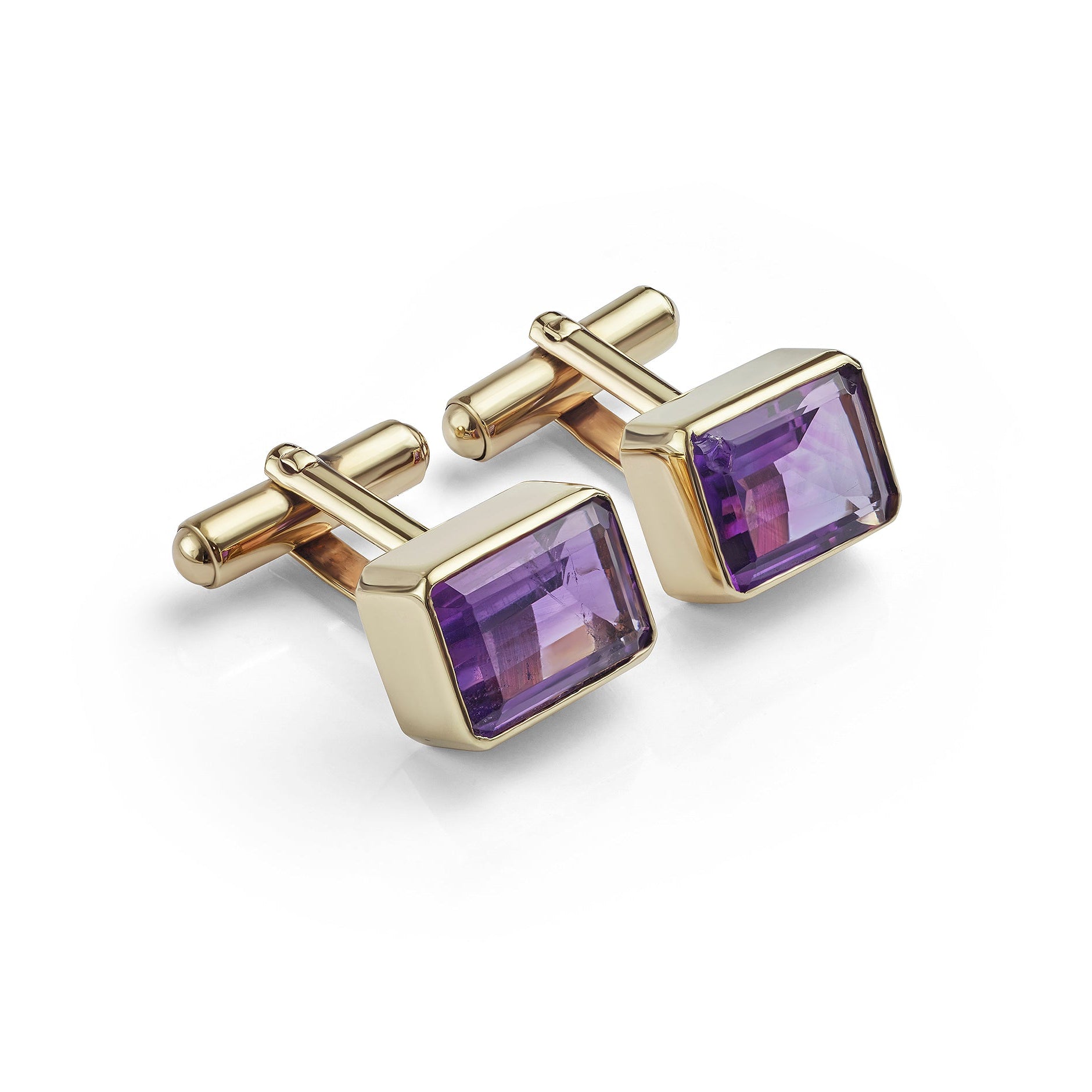 Pre-owned Gold Amethyst Cufflinks