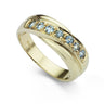 9 carat yellow gold 7 stone aquamarine dress ring
