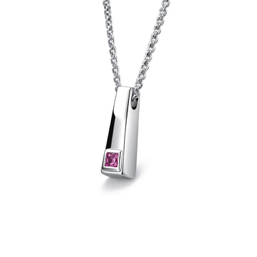 Pre-loved 18ct white gold pink sapphire slier necklace side view