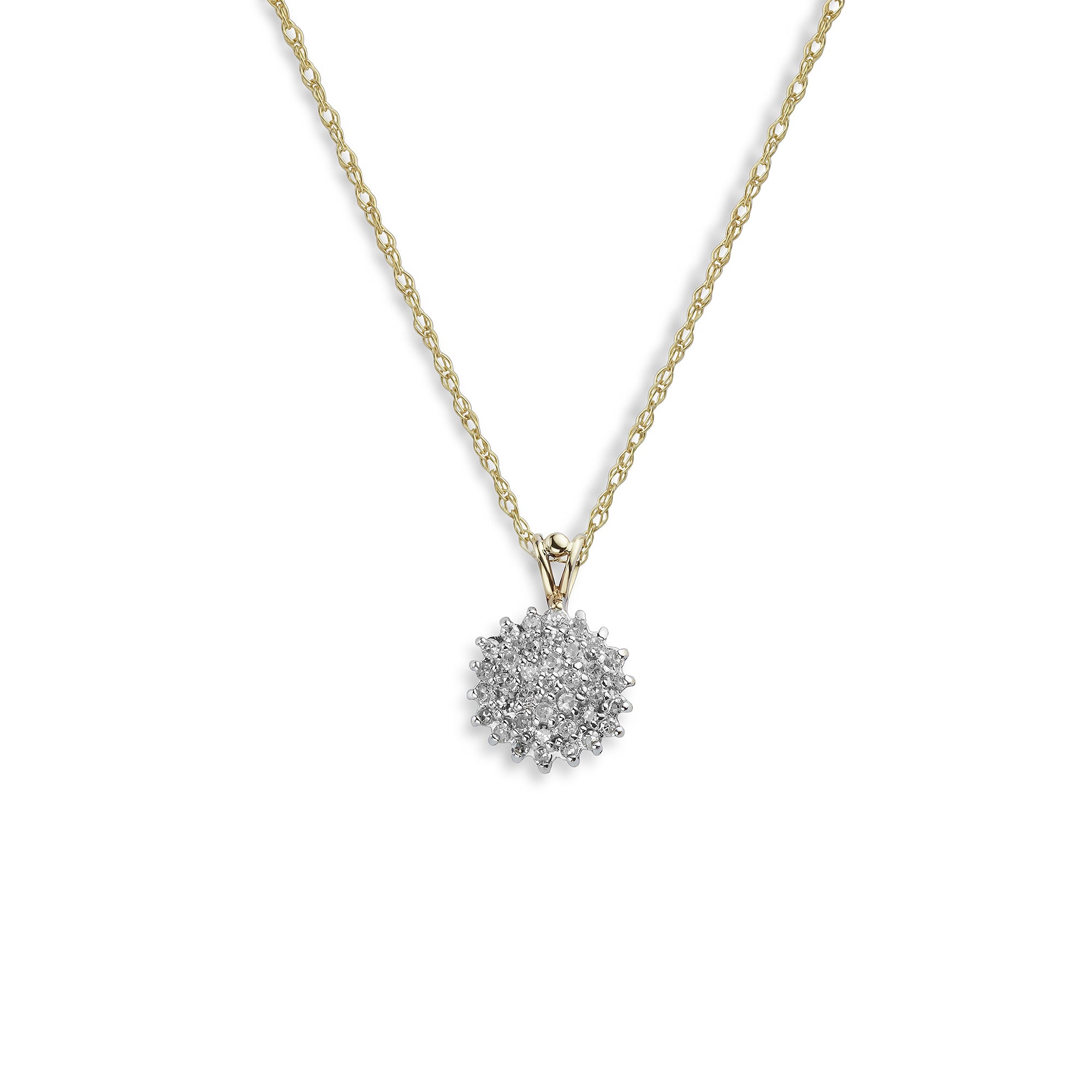 9ct Gold Diamond Cluster Necklace