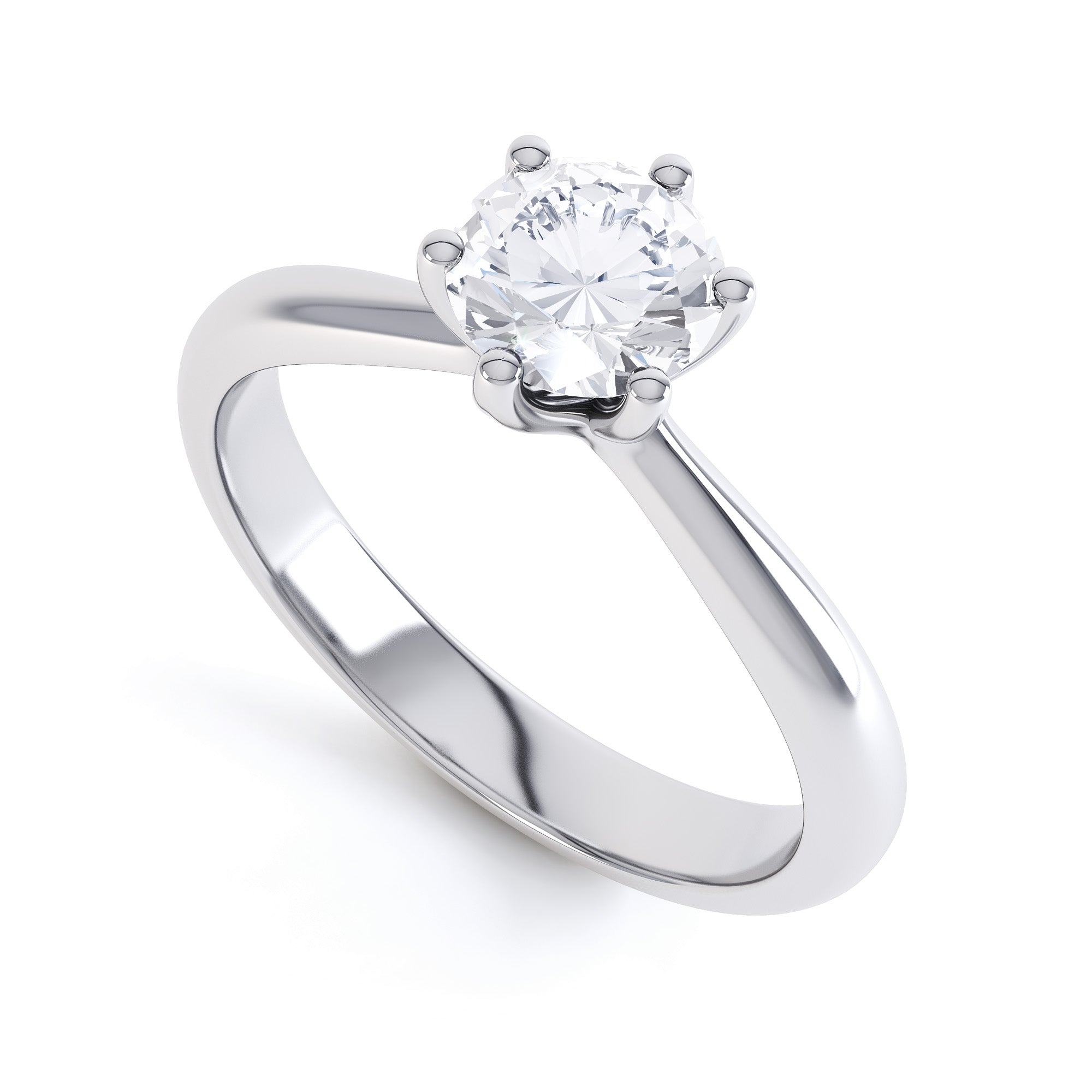 Modern Tiffany Style Lab-Grown Diamond Engagement Ring White Gold