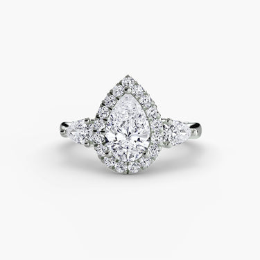 Three-Stone Ring with Halo