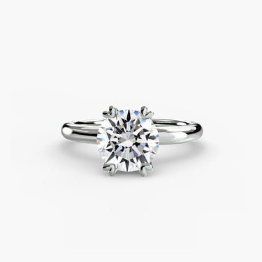 Lovaris round diamond solitaire engagement ring front view in white gold or platinum