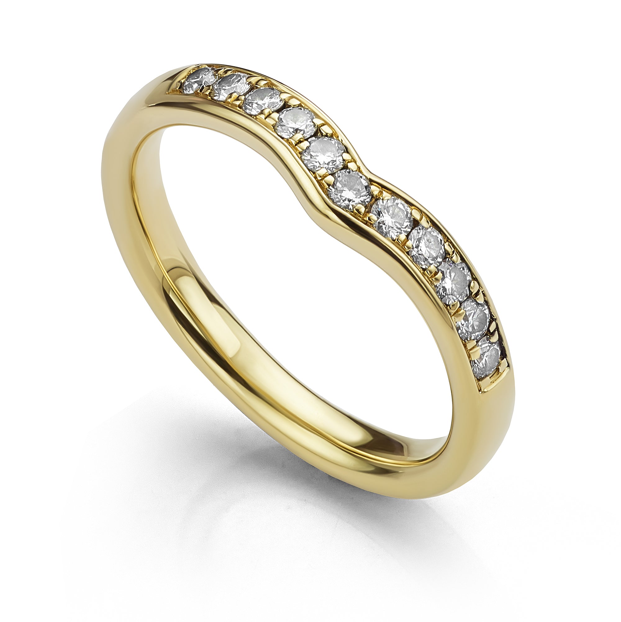 Yellow Gold Diamond Wishbone Wedding Ring