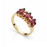 Pyrope and Rhodolite Garnet 9ct Yellow Gold Pre-Loved ring With marquise and Round gemstones.