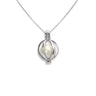 Round silver pearl cage necklace