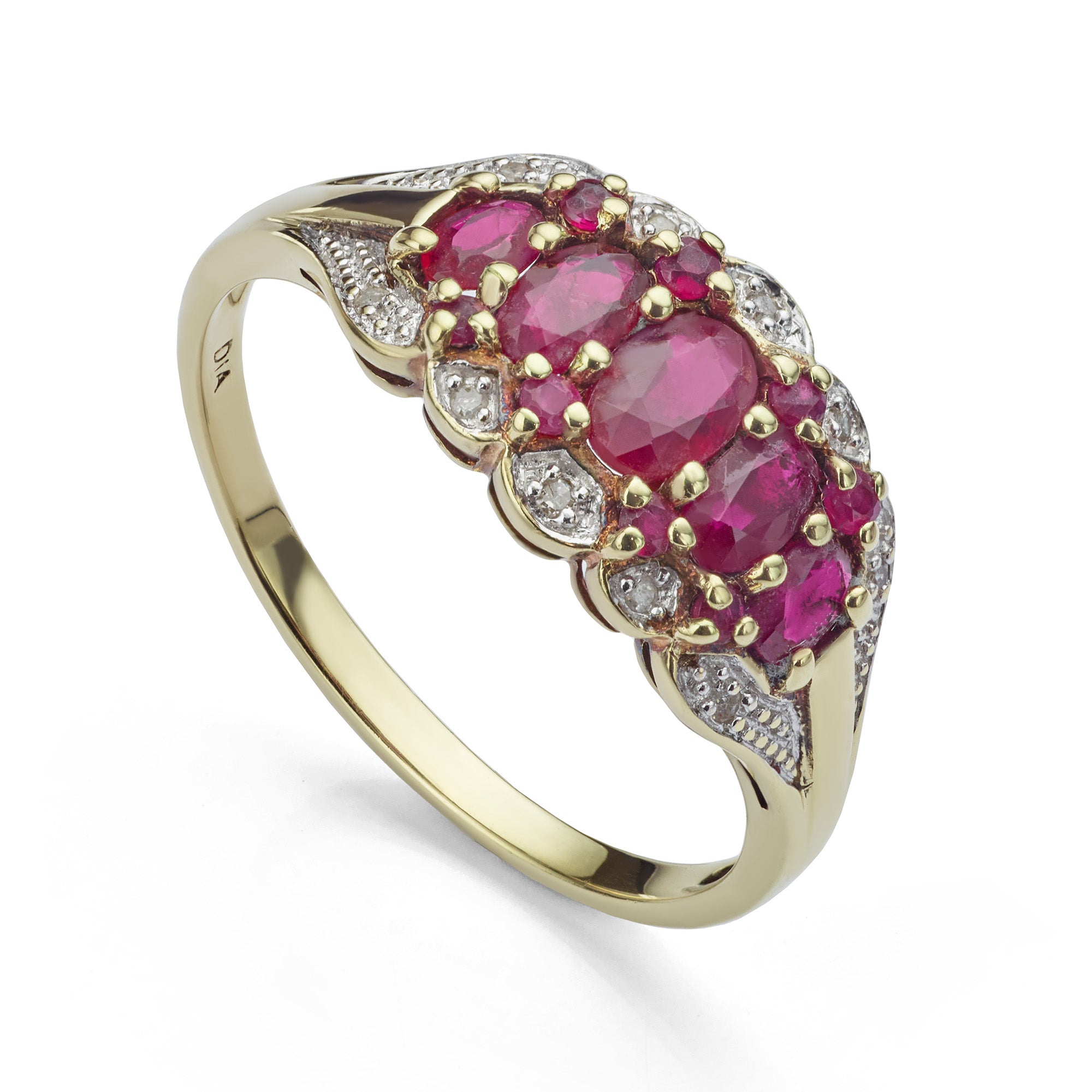 Pre-loved ruby and diamond cluster ring 