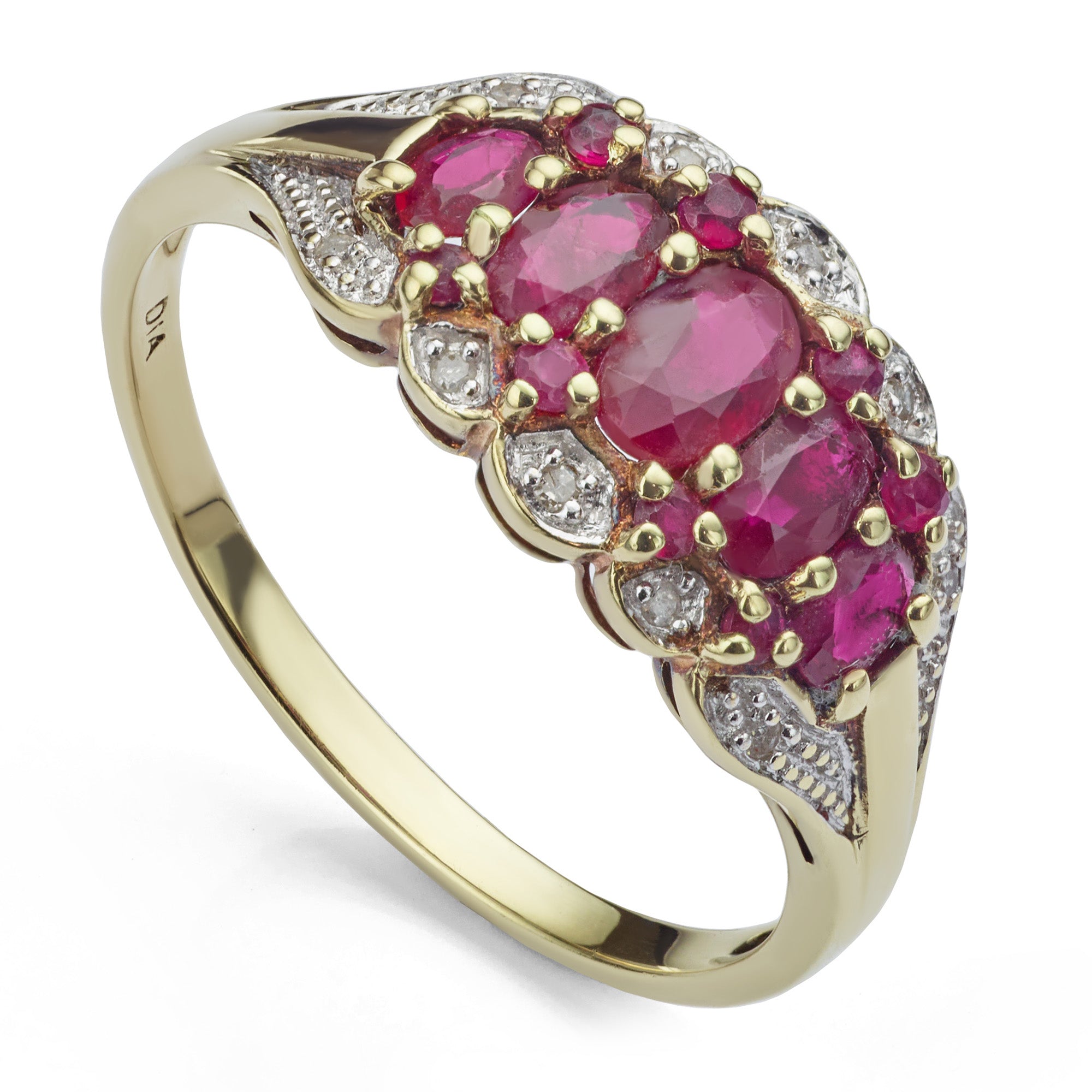 Pre-loved ruby and diamond cluster dress ring larger view