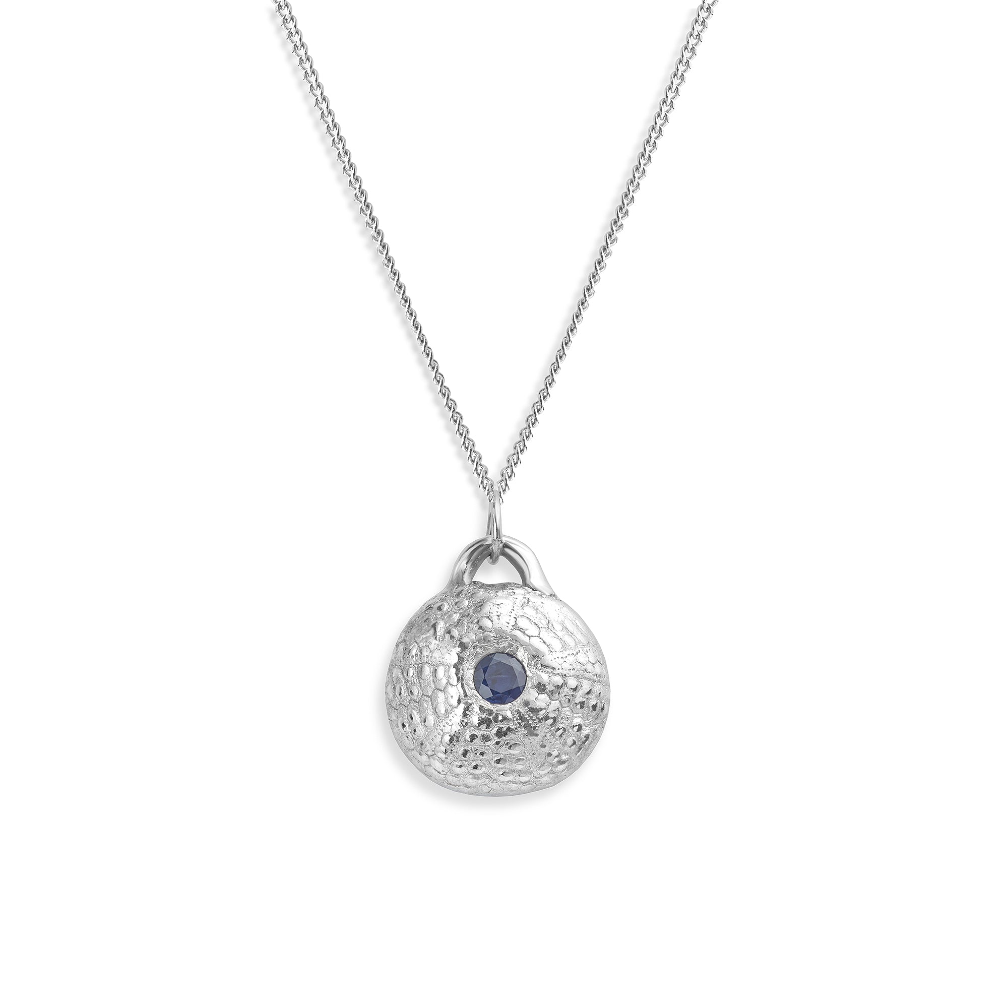 Rustic blue sapphire Silver Urchin necklace