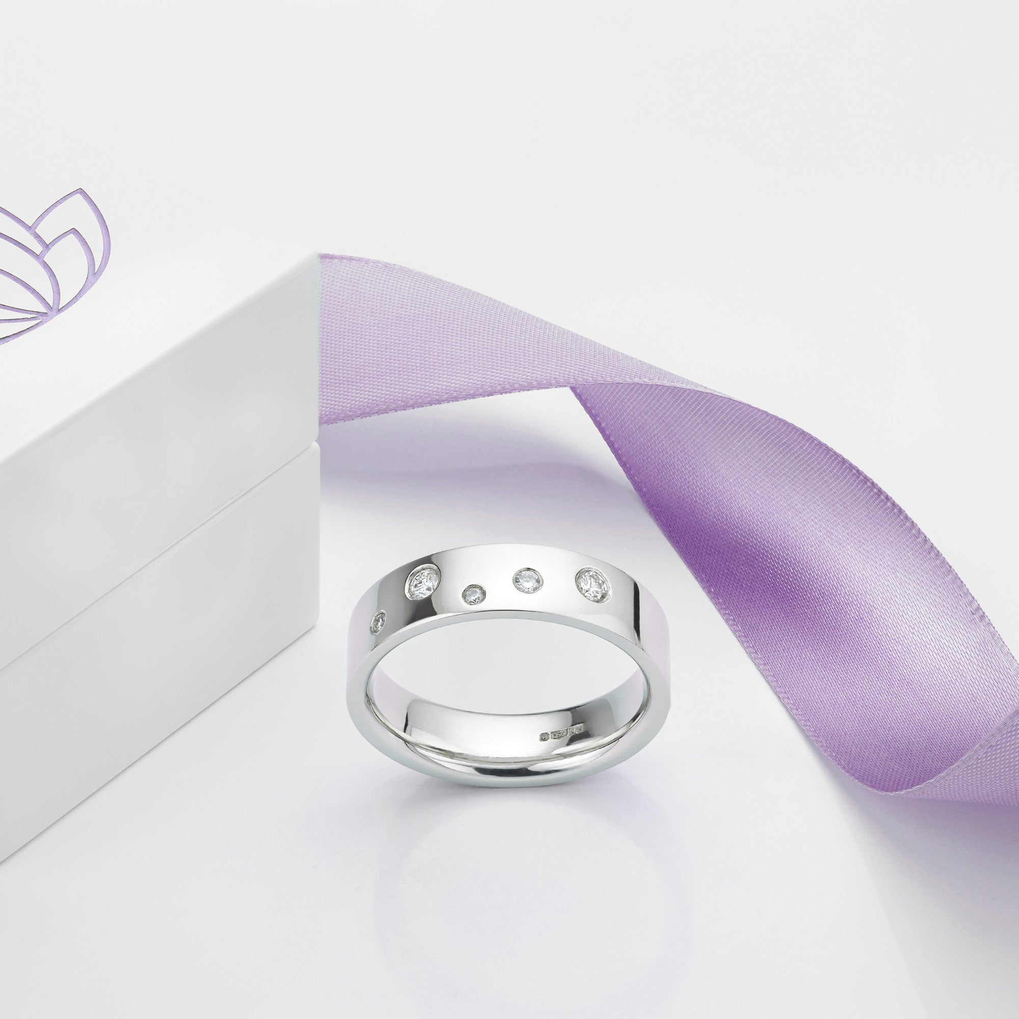 Diamond Scatter Wedding Ring Platinum with Ring Box
